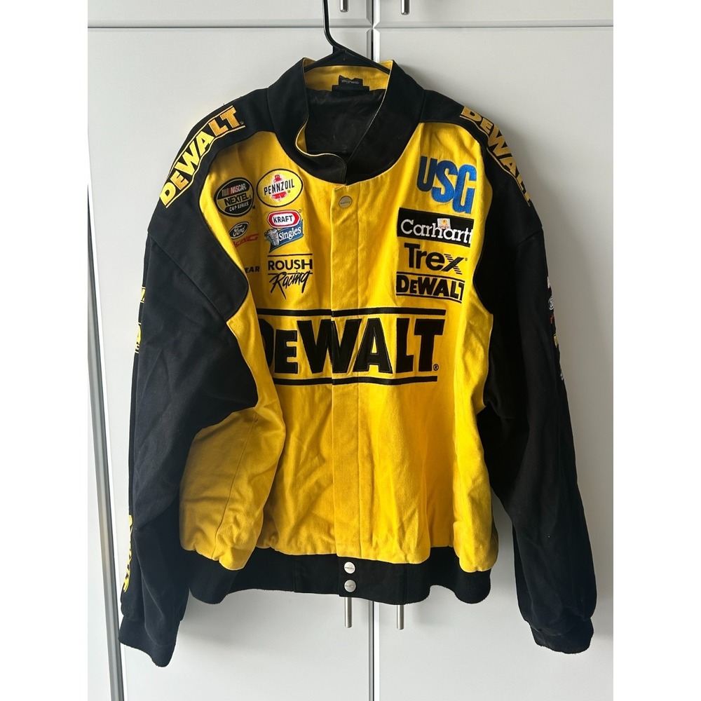 DeWALT Racing Matt Kenseth Jacket Team Caliber‎ Vintage NASCAR Yellow Sz 2XL